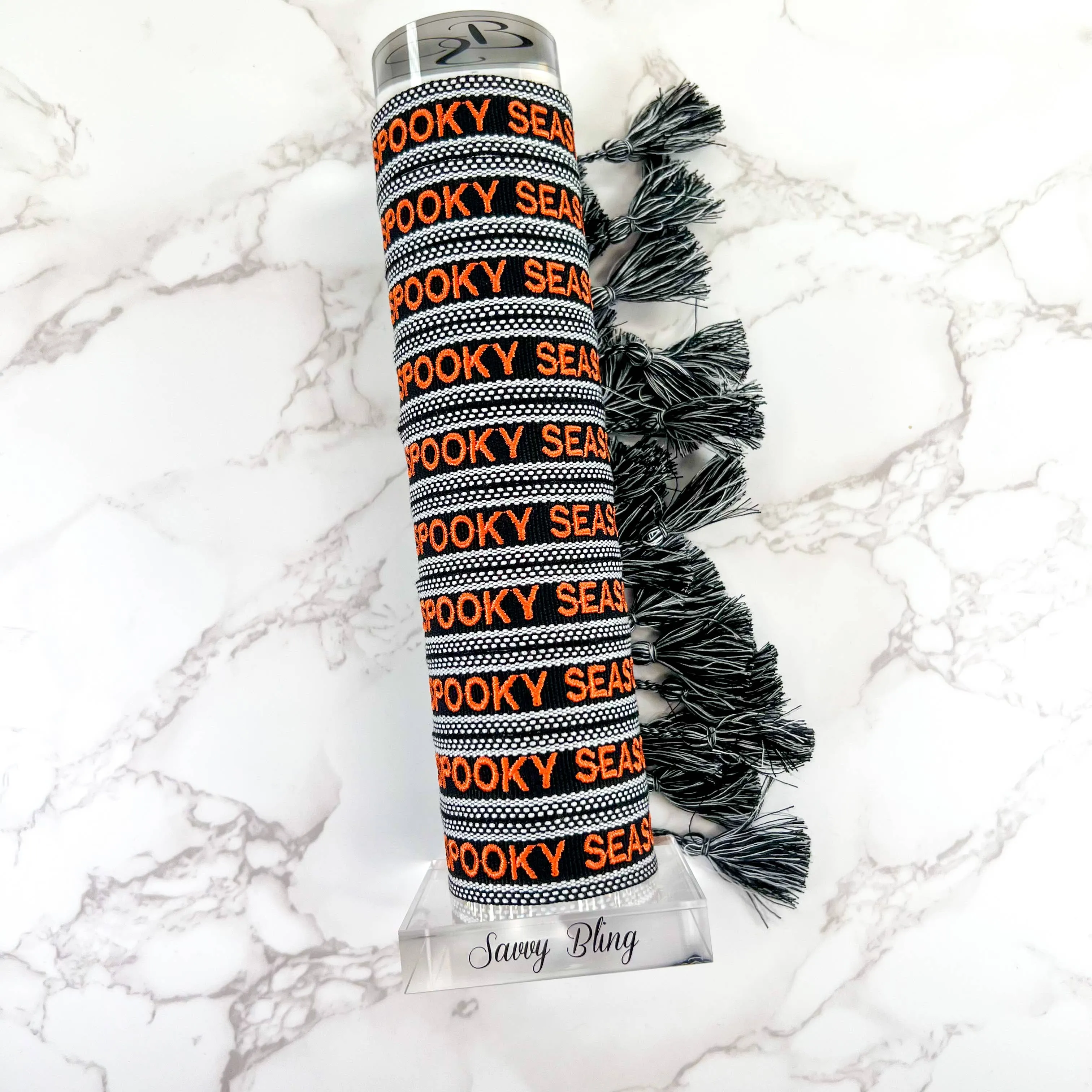 Spooky Season Halloween Embroidered Woven Bracelet