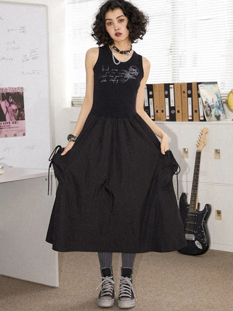 U Neckline Printed Vest Dress【s0000008852】