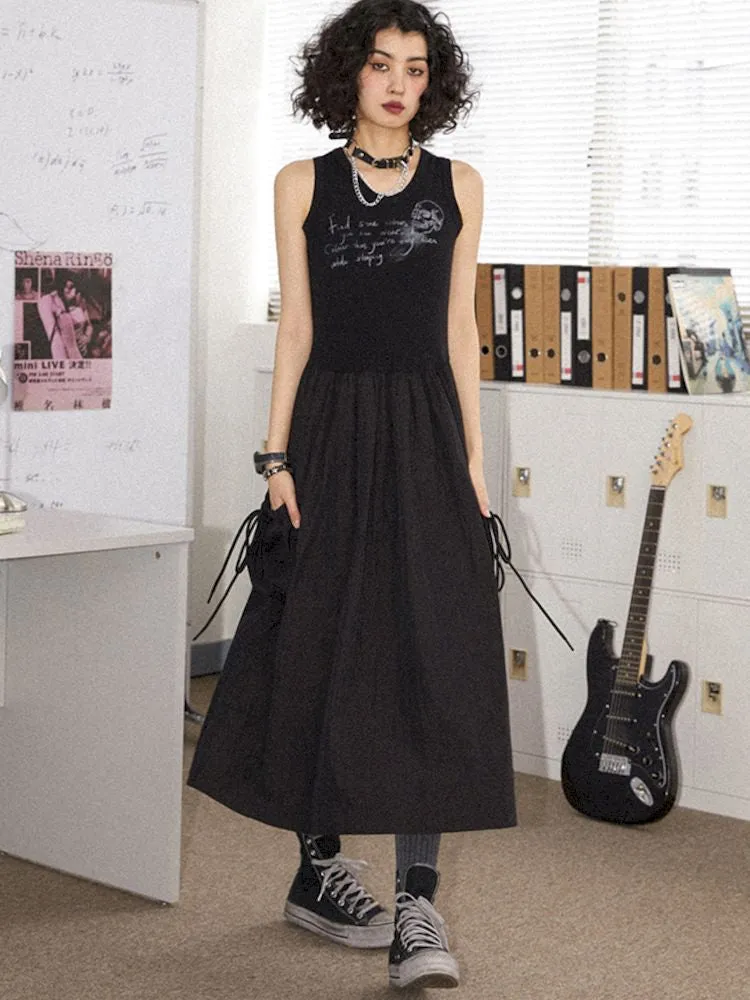 U Neckline Printed Vest Dress【s0000008852】