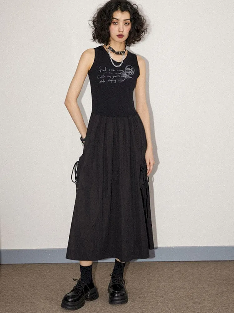 U Neckline Printed Vest Dress【s0000008852】