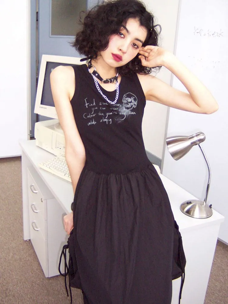 U Neckline Printed Vest Dress【s0000008852】