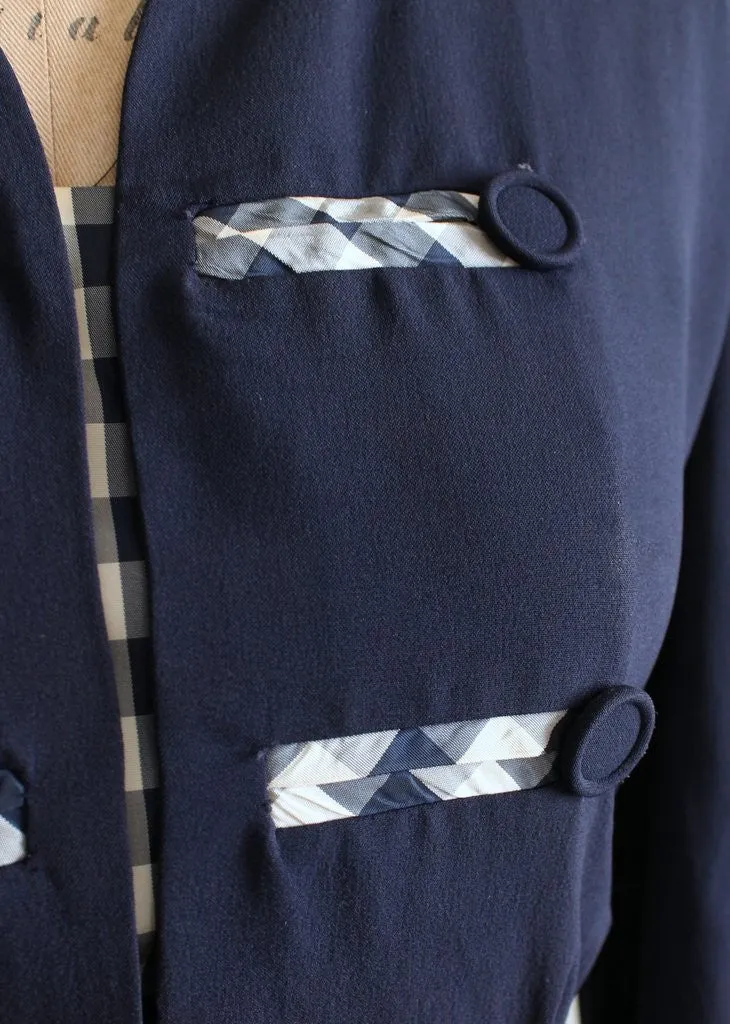 Vintage 1940s Sensibly Young Navy Rayon Day Dress