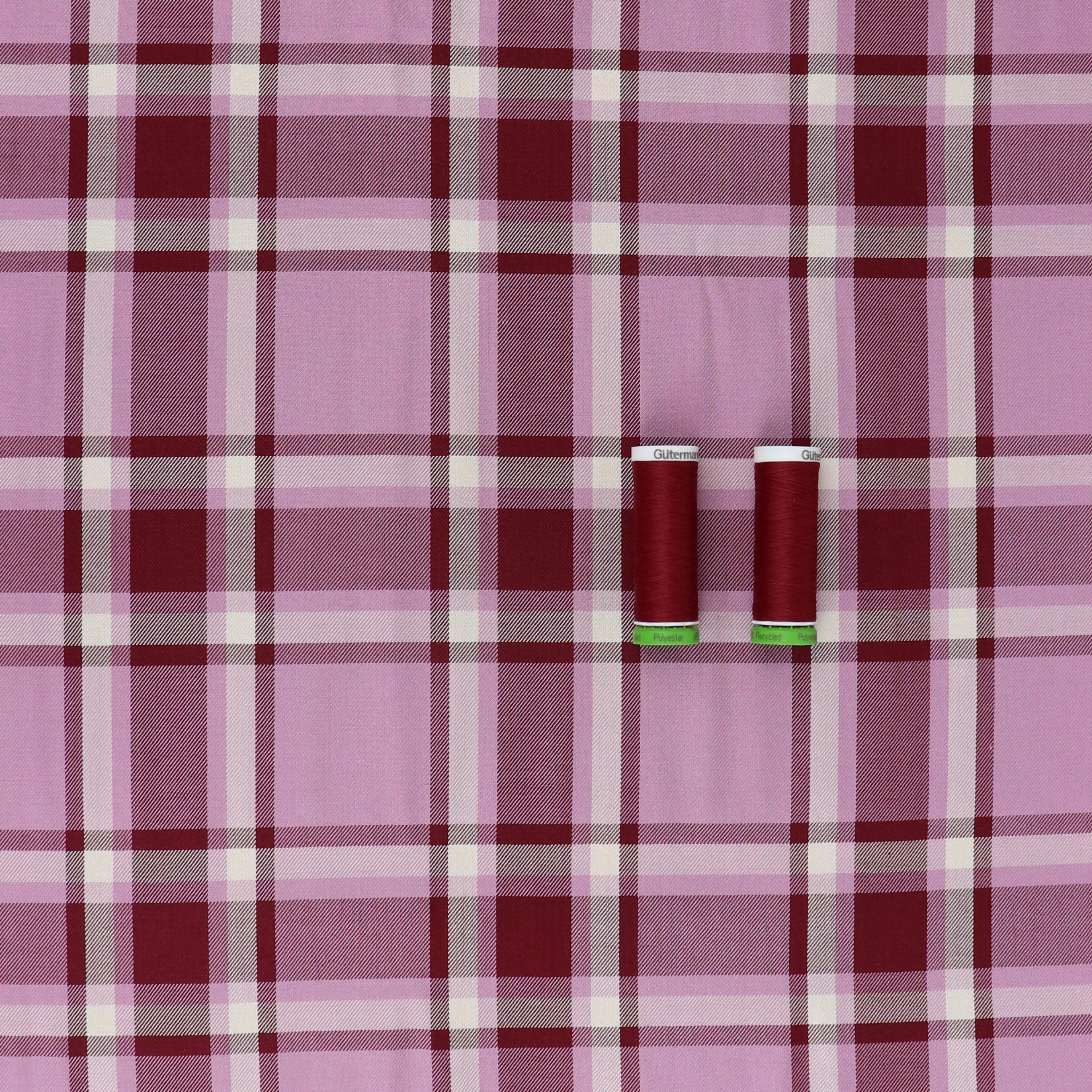 Viscose Twill - Yarn Dyed Check - Pink