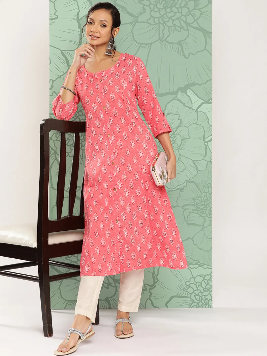 Women Pink Pure Cotton Kurta