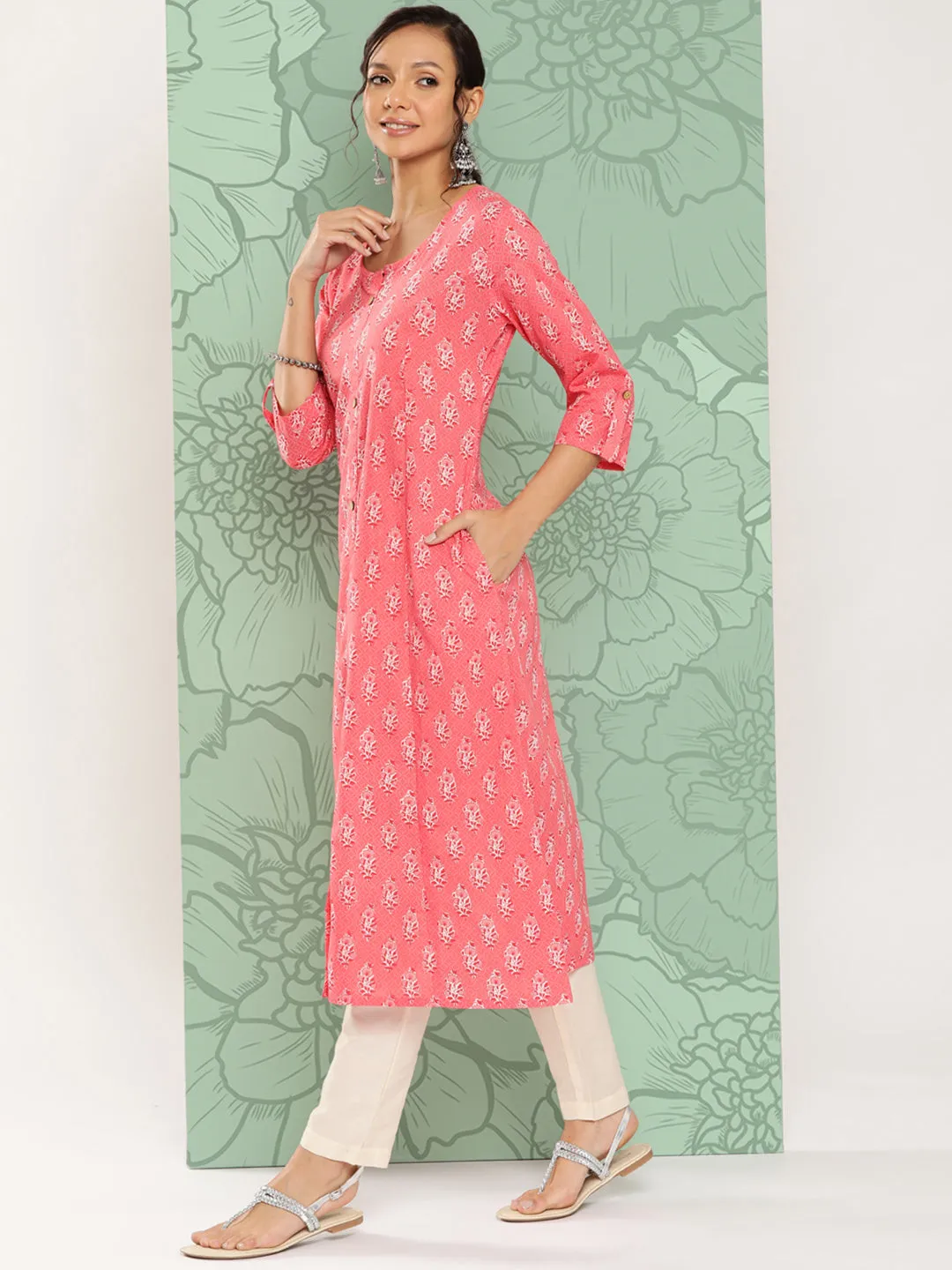 Women Pink Pure Cotton Kurta