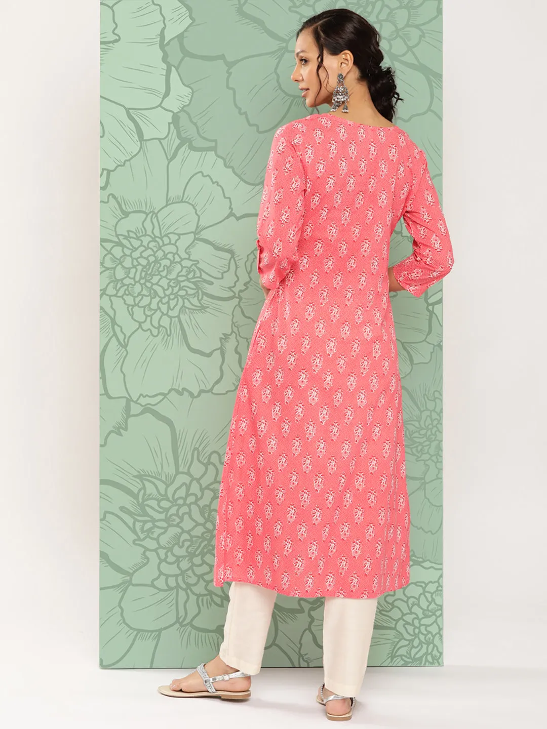 Women Pink Pure Cotton Kurta