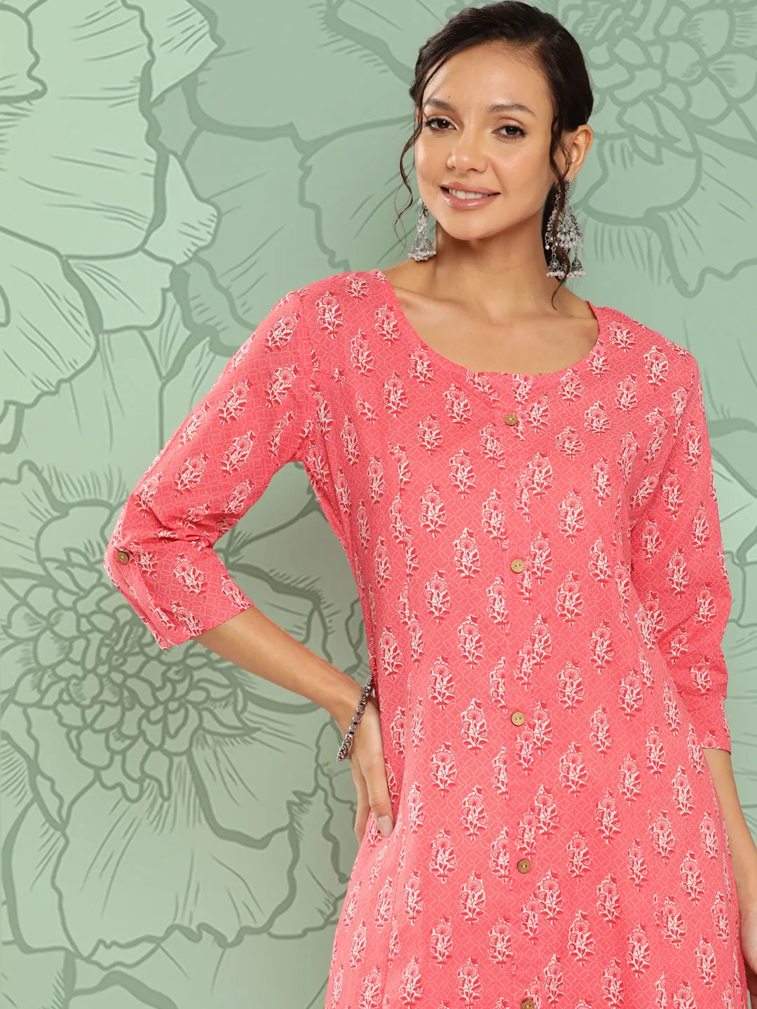 Women Pink Pure Cotton Kurta