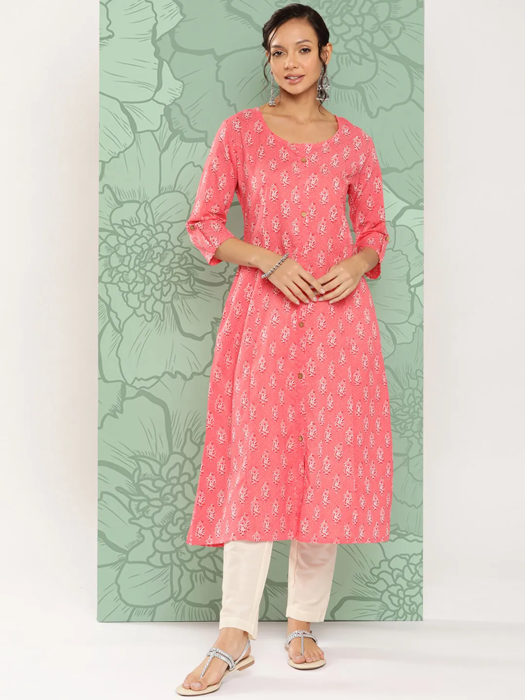 Women Pink Pure Cotton Kurta