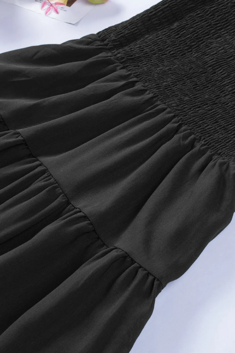 Womens Ruffle Sleeve Layered Mini Dress Smocked Flowy Mini Dress